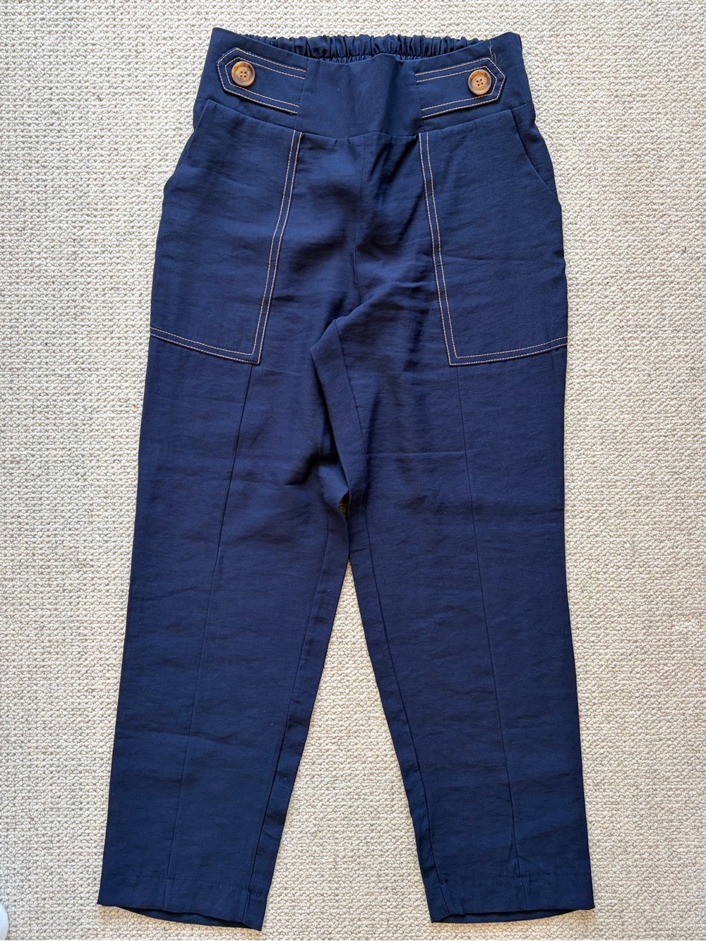 Loft Style Navy High Waist Contrast Stitch Utility Pants